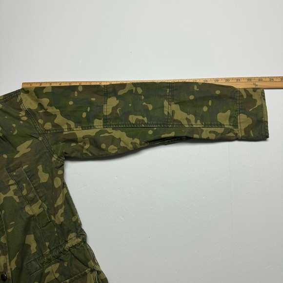 Gap Women’s Long Green Camo Hooded Jacket Drawstring Waist Size: S (No Lining) - Picture 7 of 8